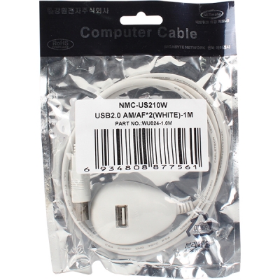 강원전자 넷메이트 USB2.0 연장 스탠드 케이블(화이트) 1m NMC-US210W