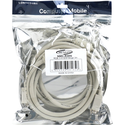 강원전자 넷메이트 RGB 3+6 모니터 케이블 3m (베이지) NMC-R30G