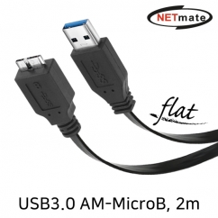 강원전자 넷메이트 USB3.0 MicroB FLAT 케이블 2m (블랙) NMC-UM320F