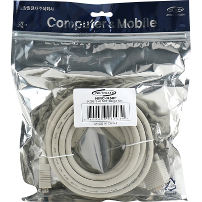 강원전자 넷메이트 RGB 3+6 모니터 연장 케이블 5m (베이지) NMC-R50F