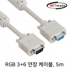 강원전자 넷메이트 RGB 3+6 모니터 연장 케이블 5m (베이지) NMC-R50F