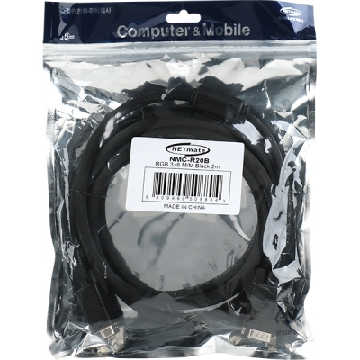 강원전자 넷메이트 RGB 3+6 모니터 케이블 2m (블랙) NMC-R20B