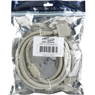 강원전자 넷메이트 RGB 3+6 모니터 케이블 3m (베이지) NMC-R30GN