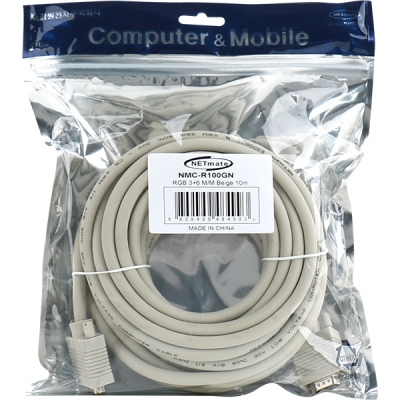 강원전자 넷메이트 RGB 3+6 모니터 케이블 10m (베이지) NMC-R100GN