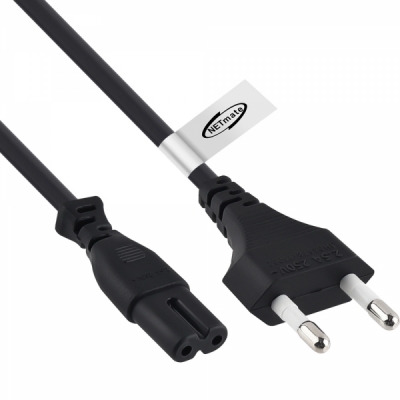 강원전자 넷메이트 220V 전용 2구(8자) AC 파워 케이블 0.6m(블랙) NMP-KPC806B