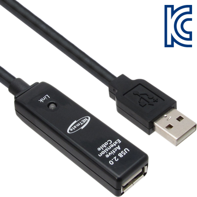 강원전자 넷메이트 USB2.0 리피터 15m (LED/전원 아답터 포함) CBL-203B-15M