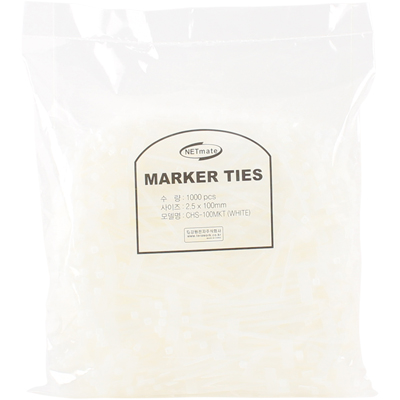 강원전자 넷메이트 2.5x100mm 네임 케이블 타이 (화이트/1000EA) CHS-100MKT