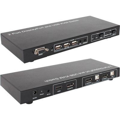 강원전자 넷메이트 DisplayPort KVM 2:1 스위치(USB/Audio/리모컨) NM-DK02U