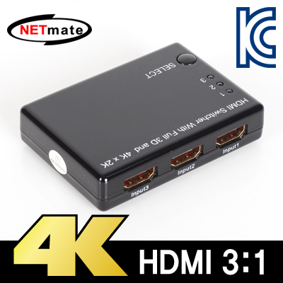 강원전자 넷메이트 4K 지원 HDMI 3:1 선택기(리모컨) NM-HS302