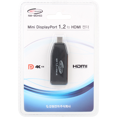 강원전자 넷메이트 Mini DisplayPort 1.2 to HDMI 젠더(무전원) NM-MDH03