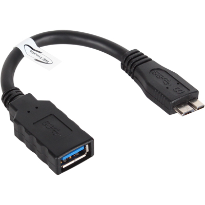 강원전자 넷메이트 USB3.0 AF-MicroB OTG 케이블 0.15m (블랙) NM-OTG08
