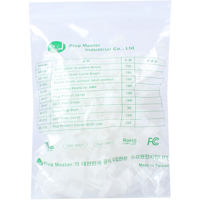 강원전자 플러그마스터 RJ-45 플러그 가이드 일체형 보호커버(클리어/100개) NM-SR018
