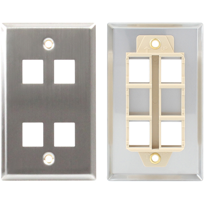 강원전자 넷메이트 아울렛 4포트 스테인리스 페이스 플레이트 NM-SUF03