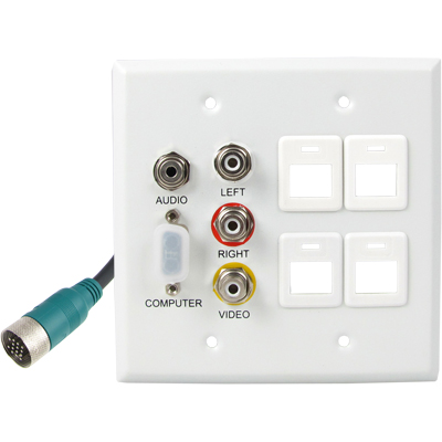 강원전자 TNT RGB+스테레오 or 3RCA + 4모듈 월 플레이트 분리형(배관용) 케이블 10m NM-TNTA10S7