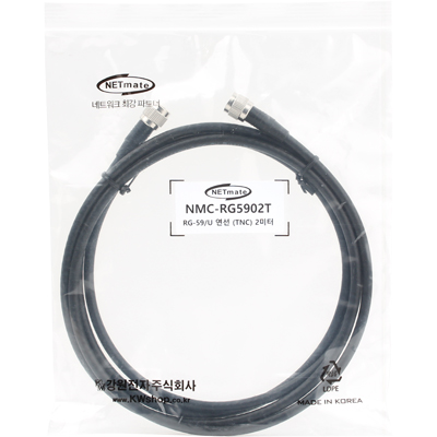 강원전자 넷메이트 RG-59 TNC-TNC 고주파 동축 케이블(주석도금 연동선/6합/75ohm) 2m NMC-RG5902T