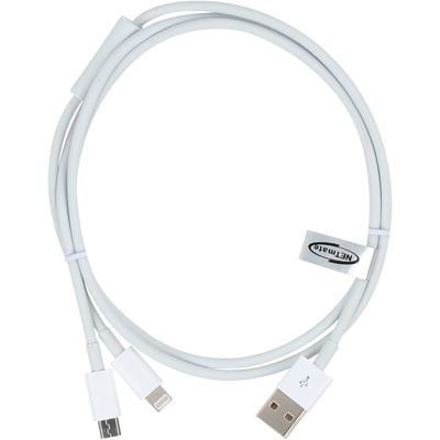 강원전자 넷메이트 마이크로 5핀 & A사 8핀 멀티 충전 케이블 1m(화이트/2 in 1) NMC-UL01W