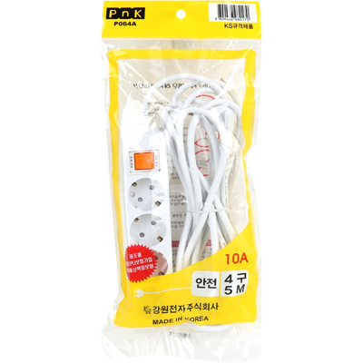 강원전자 PnK 안전 멀티탭 4구 접지 5m (10A) P064A