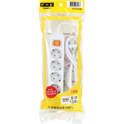 강원전자 PnK 안전 멀티탭 5구 접지 1.5m (10A) P065A