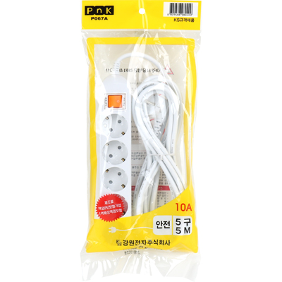 강원전자 PnK 안전 멀티탭 5구 접지 5m (10A) P067A