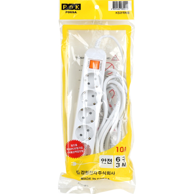 강원전자 PnK 안전 멀티탭 6구 접지 3m (10A) P069A