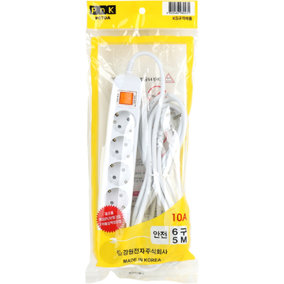 강원전자 PnK 안전 멀티탭 6구 접지 5m (10A) P070A