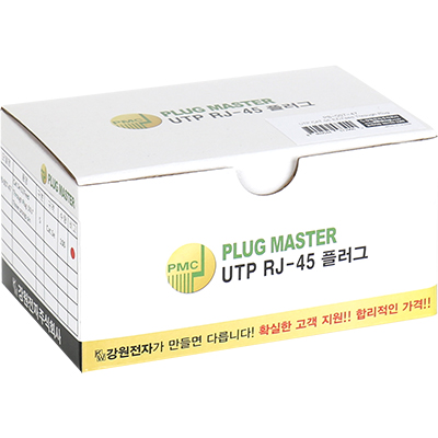 강원전자 플러그마스터 UTP CAT.5E RJ-45 8P8C EZ 플러그(클리어) - Three Prongs 핀(100개) P8-007-47