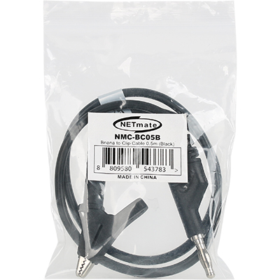 강원전자 넷메이트 바나나 플러그/잭 - 악어 클립 케이블 0.5m (블랙) NMC-BC05B