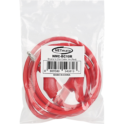 강원전자 넷메이트 바나나 플러그/잭 - 악어 클립 케이블 1m (레드) NMC-BC10R