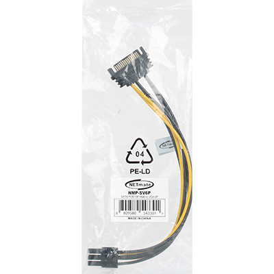 강원전자 넷메이트 SATA 파워 15핀 to PCI-E 6핀 전원 케이블 NMP-SV6P