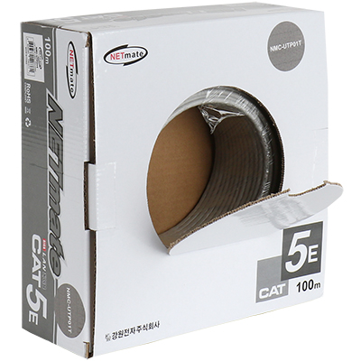 강원전자 넷메이트 CAT.5E UTP 케이블 100m (단선/그레이) NMC-UTP01T