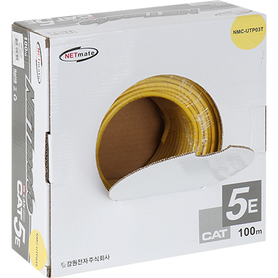 강원전자 넷메이트 CAT.5E UTP 케이블 100m (단선/옐로우) NMC-UTP03T