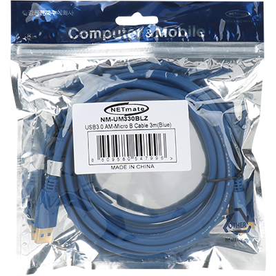 강원전자 넷메이트 USB3.0 AM-Micro B 케이블 3m (블루) NM-UM330BLZ