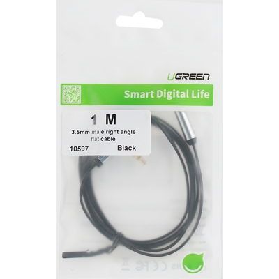 유그린 U-10597 스테레오 AUX Flat 케이블 1m (블랙/90˚꺾임)