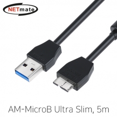 강원전자 넷메이트 USB3.0 AM-MicroB Ultra Slim 리피터 5m CBL-43USD302MBBK-5M