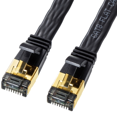 강원전자 산와서플라이 CAT.8 SSTP FLAT 랜 케이블 1m KB-T8FL-01BK