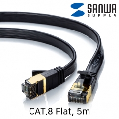 강원전자 산와서플라이 CAT.8 SSTP FLAT 랜 케이블 5m KB-T8FL-05BK