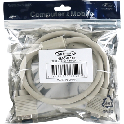 강원전자 넷메이트 RGB 3+6 모니터 연장 케이블 1m (베이지) NMC-R10F