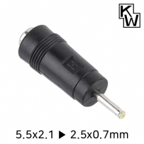 강원전자 KW 5.5x2.1 to 2.5x0.7mm 아답터 변환 잭 KW-DC03A