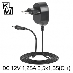 강원전자 KW 12V 1.25A SMPS 아답터(3.5x1.35(1.4)mm/C:+) KW-A1212C(SK01T8-1200125K)