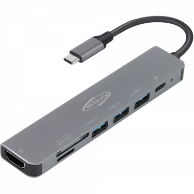 강원전자 넷메이트 USB3.0 Type C 3포트 7 in 1 멀티 허브 NM-TCM01