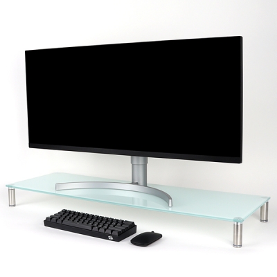 강원전자 넷메이트 다용도 강화유리 받침대(화이트/특대) NM-GCD04WN