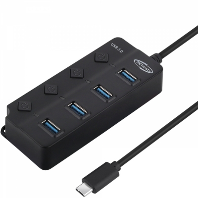 강원전자 넷메이트 USB3.0 Type C 4포트 허브 (블랙) NM-UBC304