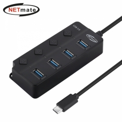 강원전자 넷메이트 USB3.0 Type C 4포트 허브 (블랙) NM-UBC304