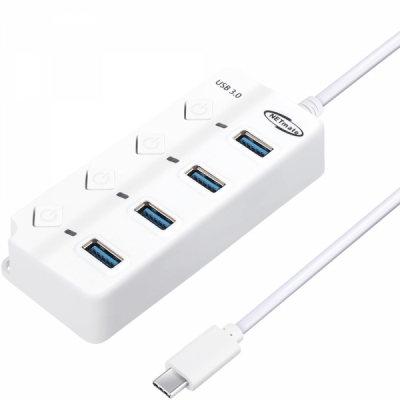 강원전자 넷메이트 USB3.0 Type C 4포트 허브 (화이트) NM-UBC304W