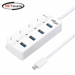 강원전자 넷메이트 USB3.0 Type C 4포트 허브 (화이트) NM-UBC304W