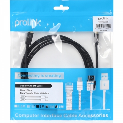 프로링크 USB2.0 CM-BM 케이블 2m PF482B-0200