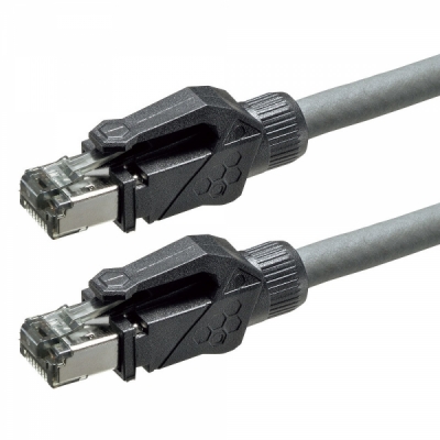 강원전자 산와서플라이 CAT.6A STP 산업용 랜 케이블 0.5m KB-T6ASTP-005GY