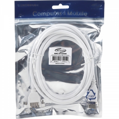 강원전자 넷메이트 USB3.0 연장 AM-AF 판넬형 케이블 2m (화이트) NMC-UF320SW