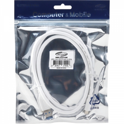 강원전자 넷메이트 USB3.1(3.0) C타입 AM-CM 케이블 1m (화이트) NMC-CA310W