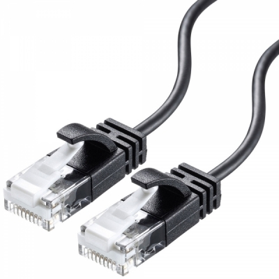 강원전자 산와서플라이 CAT.6A UTP 초슬림 랜 케이블 0.5m KB-SL6A-005BK